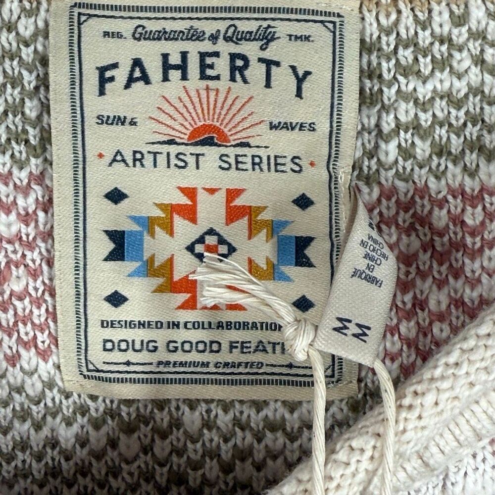 Faherty Doug Good Feather Artist Series Women's slub pullover cotton Sweater spr - Picture 7 of 12
